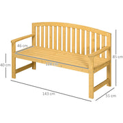 Wooden 2 Seater Garden Bench with Armrests Outsunny