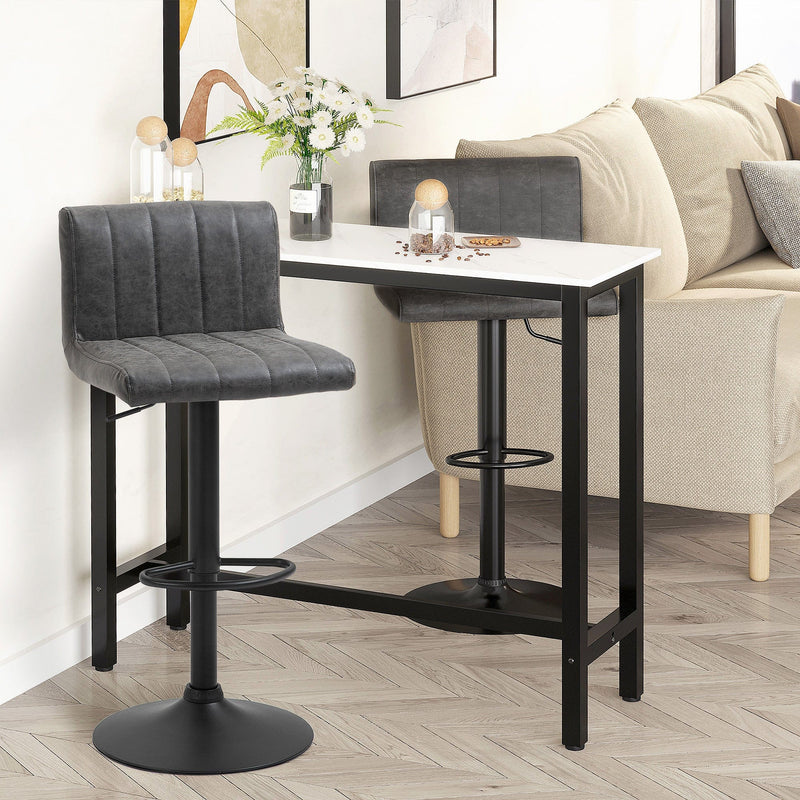 Grey Leather Barstools With Backs Set of 2