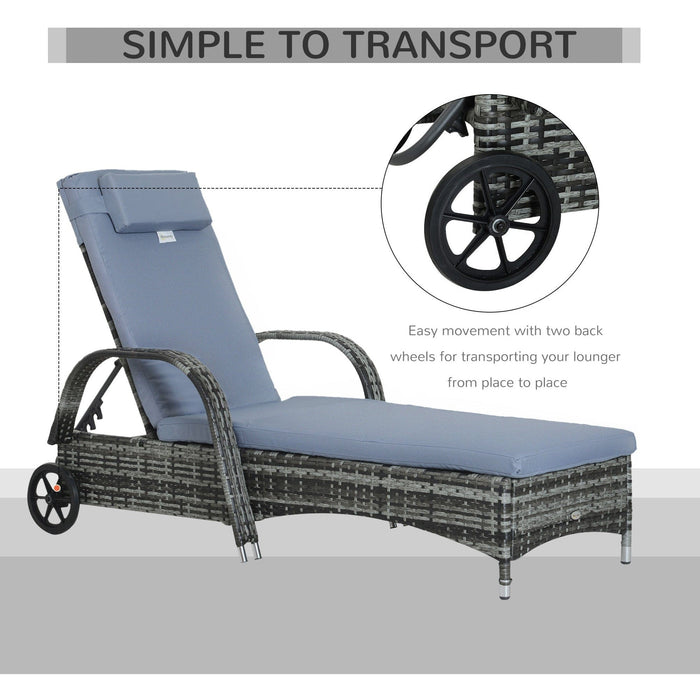 Rattan Sun Lounger With Wheels