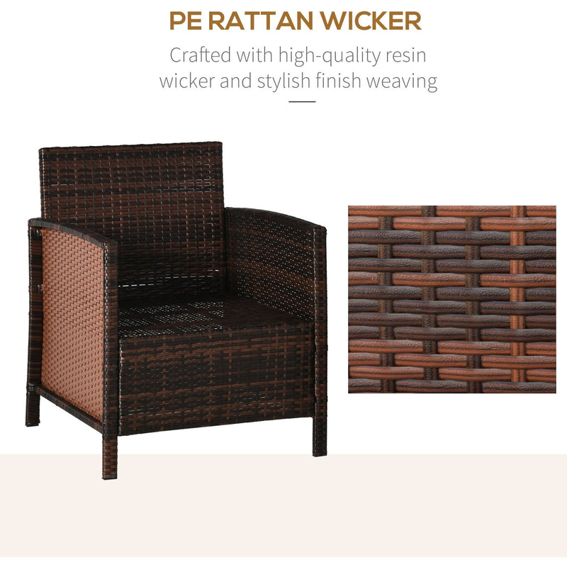 Rattan Garden Bistro Set With Comfy Armchairs