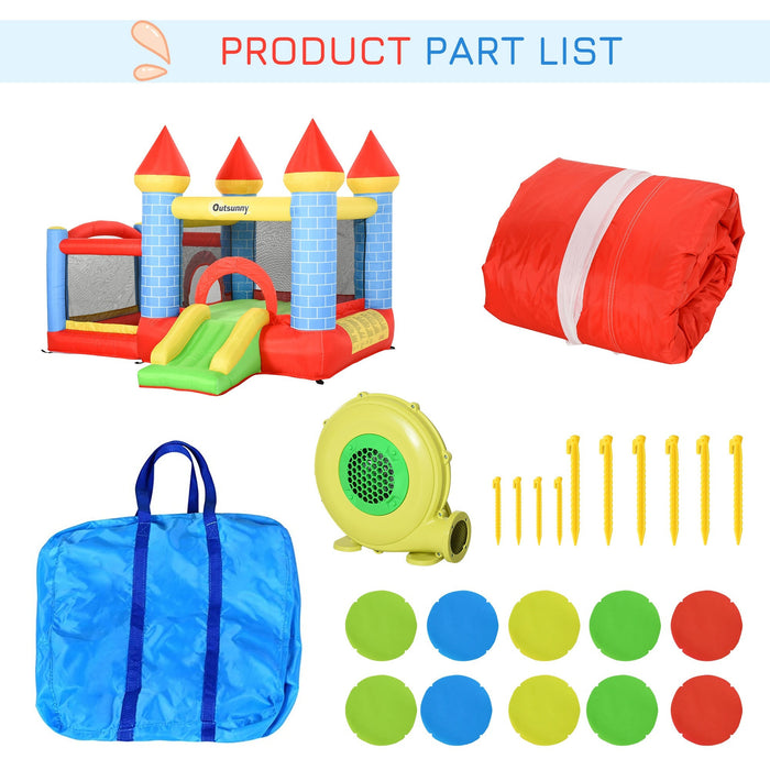 4-in-1 Kids Castle Bouncy With Pool and Slide, Age 3-10 Yrs