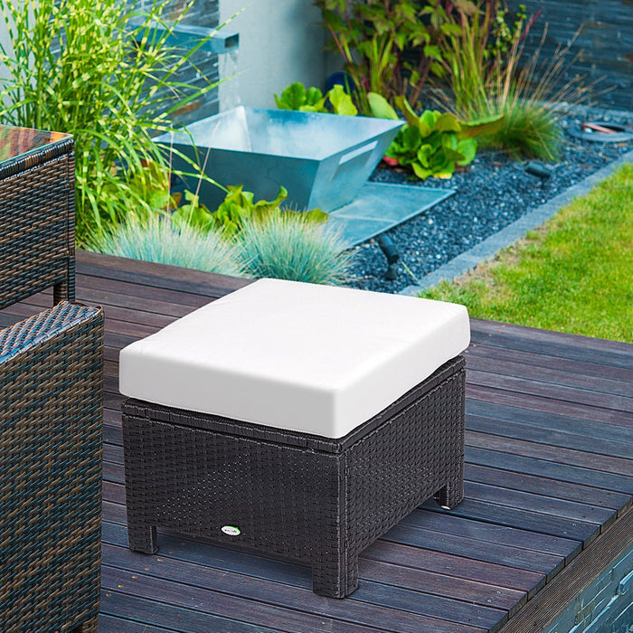 Patio Furniture Footstool With Cushion for Outdoor, 50cm