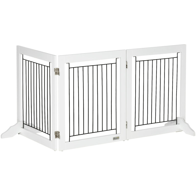 Freestanding Wooden Dog Gate, 3 Panel, Foldable, 61cm, White
