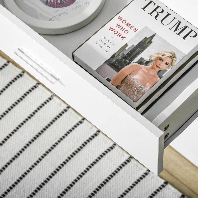 White 4 Drawer Chest, Metal Rails