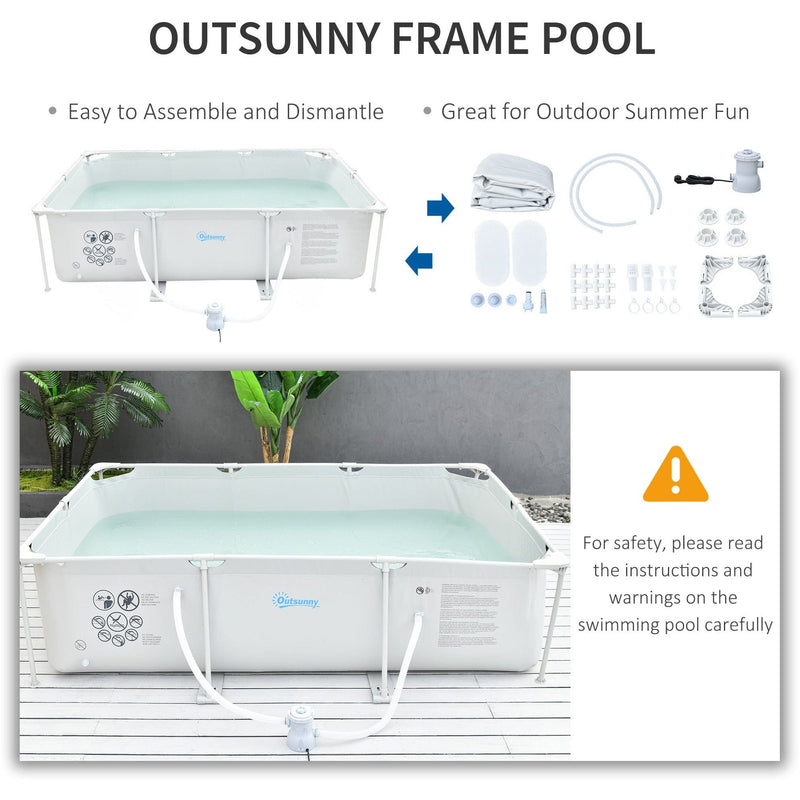 8ft Steel Frame Pool Set, Filter Pump, Rust Resistant Outsunny