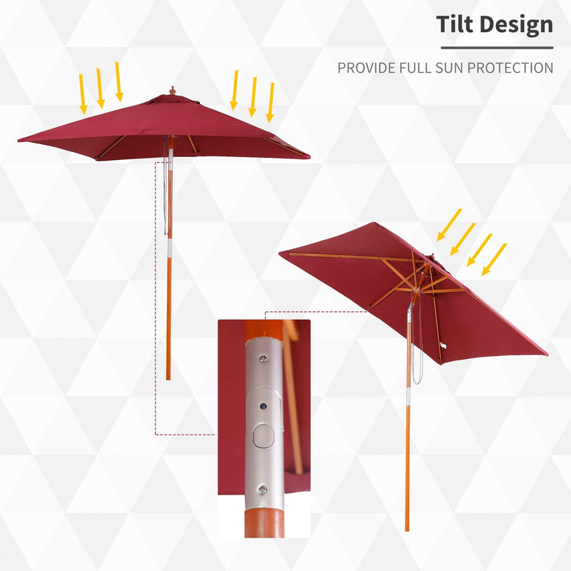 2m Outdoor Tilting Parasol Umbrella, Garden Sun Shade