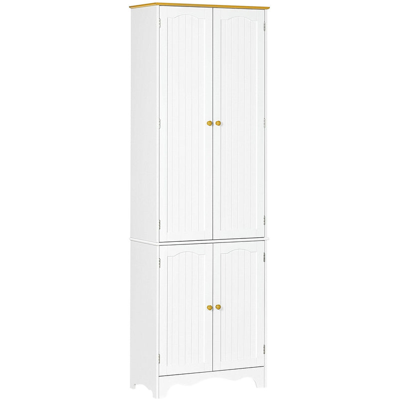 4-Door White Kitchen Cupboard with Shelves