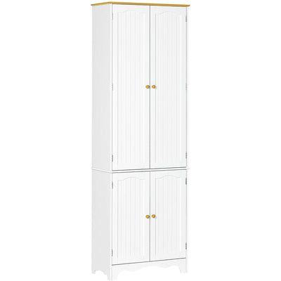 4-Door White Kitchen Cupboard with Shelves Homcom