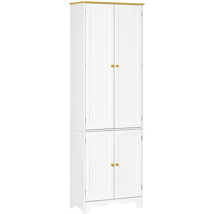 4-Door White Kitchen Cupboard with Shelves