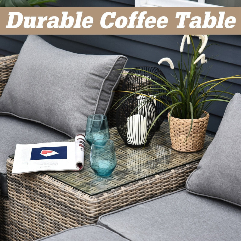 2 Seater Rattan Garden Furniture Set, Grey