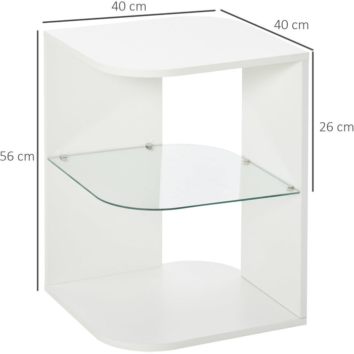 Modern Bedside Table With Glass Shelf