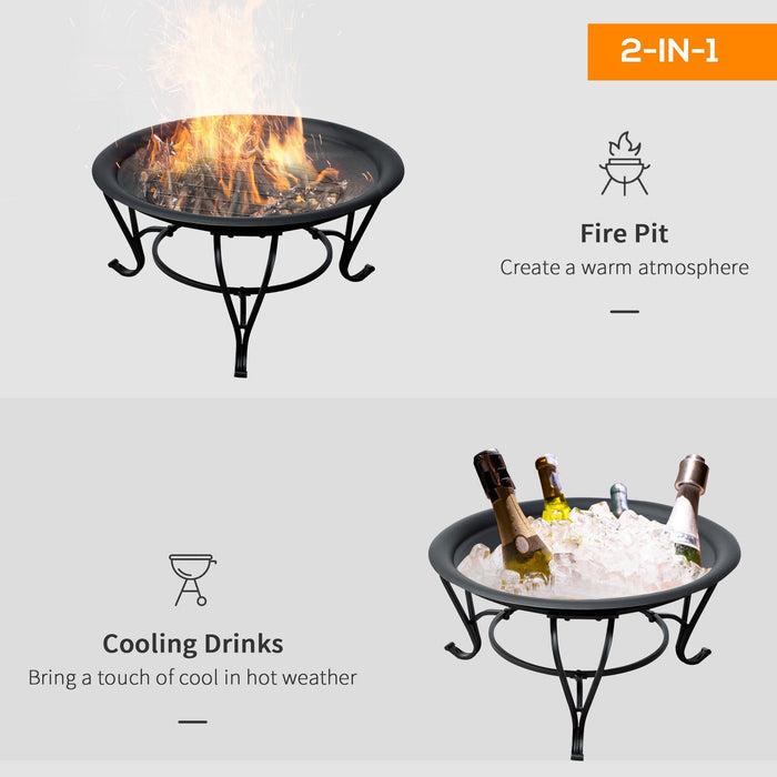 Outdoor Fire Pit With Spark Screen, 56cm