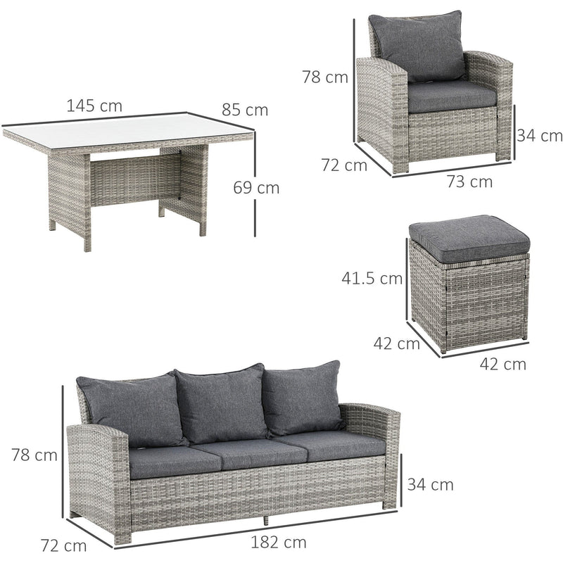 Rattan Garden Dining Set, 7 Seater