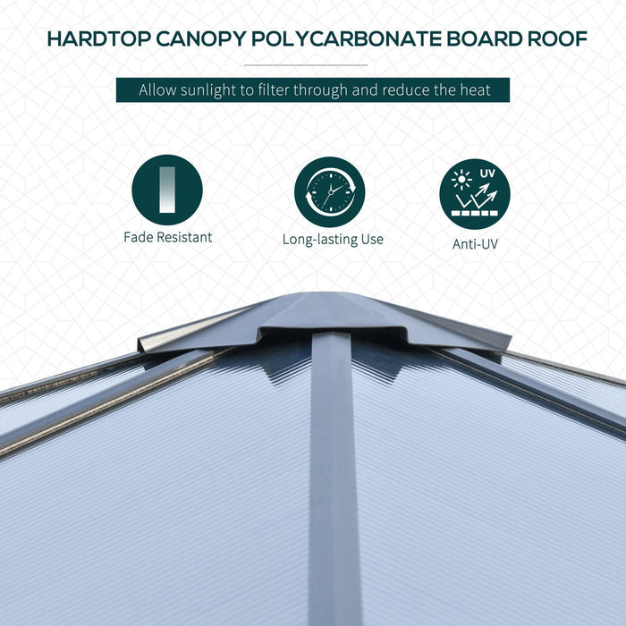 Polycarbonate Hard Roof Gazebo 3x3, UV Resistant Roof