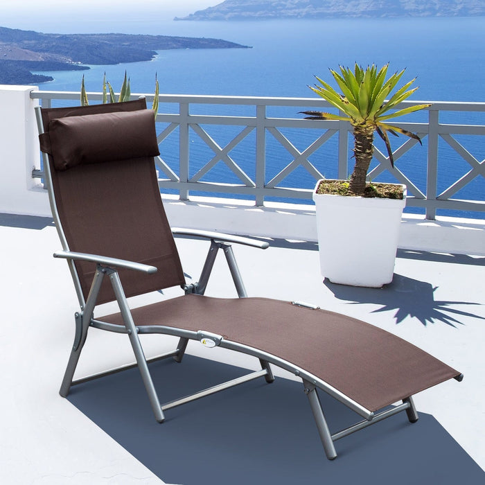 Folding Sun Lounger With Arms, Brown