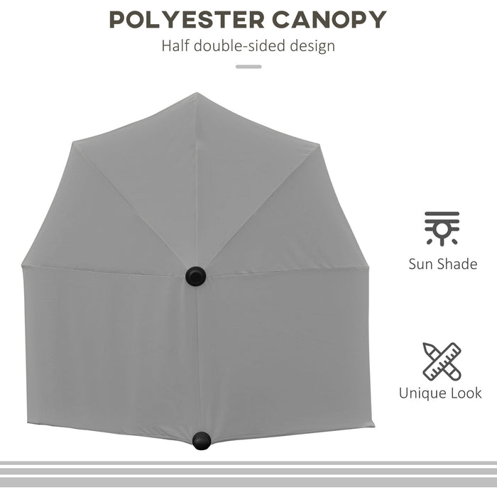 2m Half Garden Parasol, Dark Grey