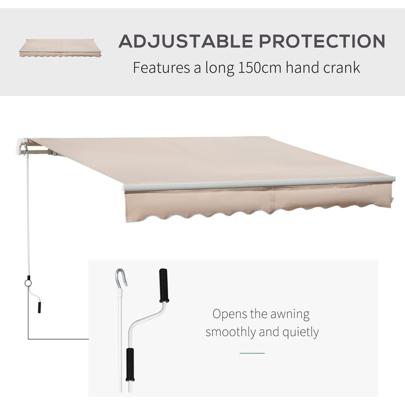 Awning Canopy Retractable, Manual Operation, 4x2.5m