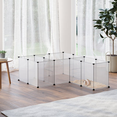 White DIY Metal Pet Playpen: 18 Panels Pawhut