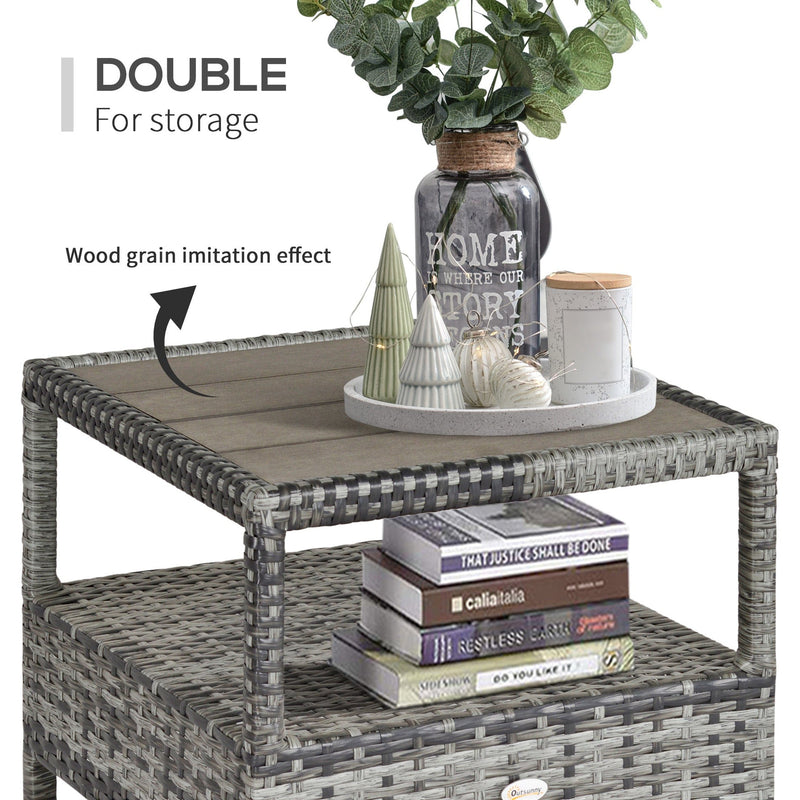 Rattan Garden Lounger Set, Reclining Armchairs, Coffee Table