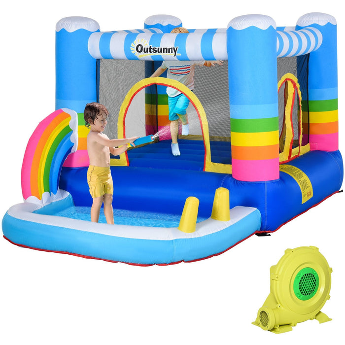 Kids Rainbow Themed Bouncy Castle With Pump, Age 3-8 Years