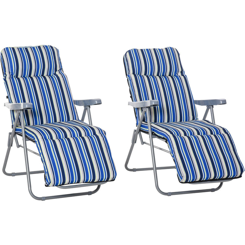 Set of 2 Padded Garden Recliner Chairs