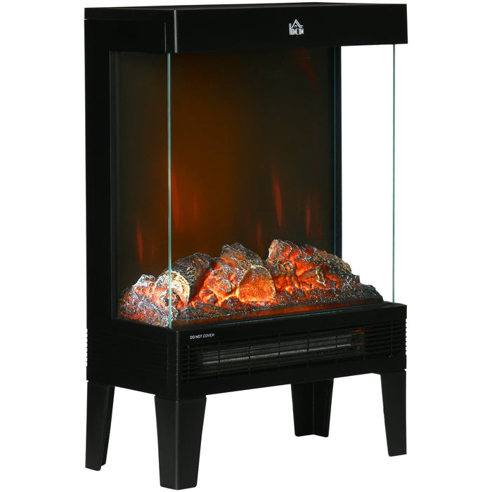 180° Electric Fireplace Heater, Freestanding, LED Flame