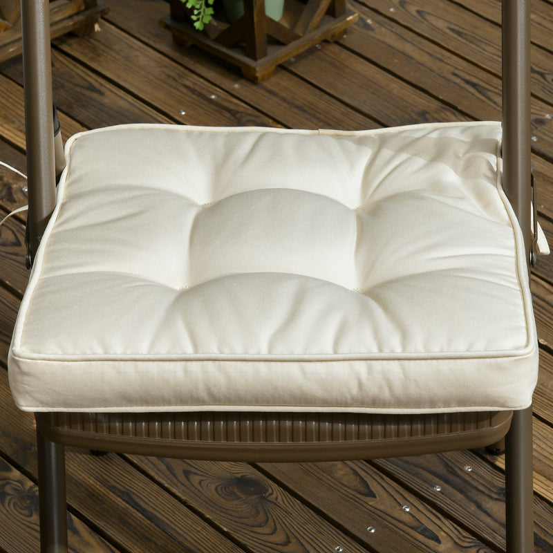 Outsunny Garden Seat Cushion with Ties, 40 x 40cm Replacement Dining Chair Seat Pad, Cream White Outsunny