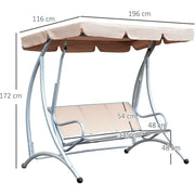 Deluxe 3 Seater Garden Swing Chair with Adjustable Canopy Outsunny