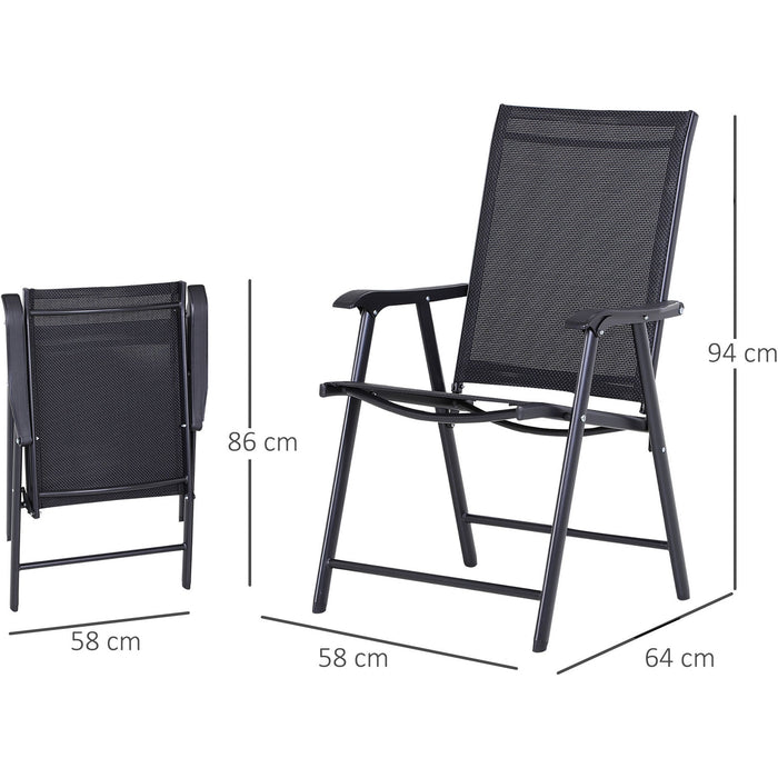 Set of 2 Foldable Garden Chairs, Black