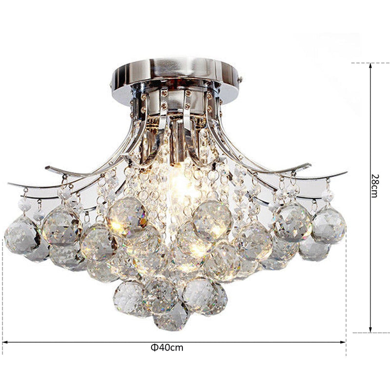 Elegant Crystal Chandelier, 3-Light K9 Crystal, D40x28cm