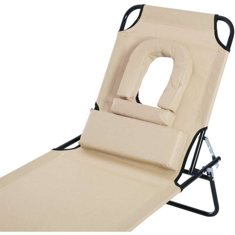 Folding Sun Lounger With Face Hole Outsunny