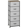 Tall 5 Drawer Fabric Storage Chest, Grey Homcom