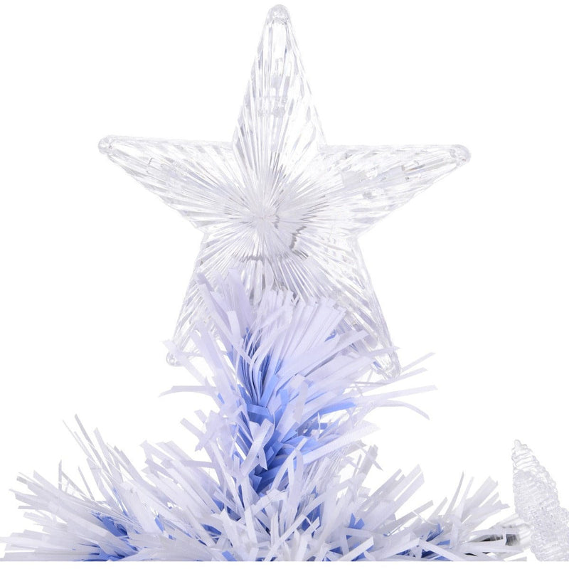 Artificial Fibre Optic Christmas Tree w/ 26 LED Lights Pre-Lit White Blue 4FT