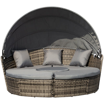 Rattan Garden Day Bed With Canopy, Grey Outsunny