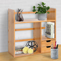 Bamboo Desktop Bookshelf Desk Organiser with 2 Drawers Homcom