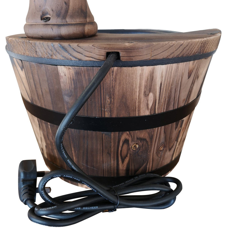 Garden Water Fountain with Plug In Electric Pump for Easy Relaxation Carbonised Wood Outsunny