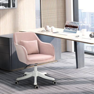 Pink Velvet Office Chair with Rechargeable Vibration Massage Vinsetto