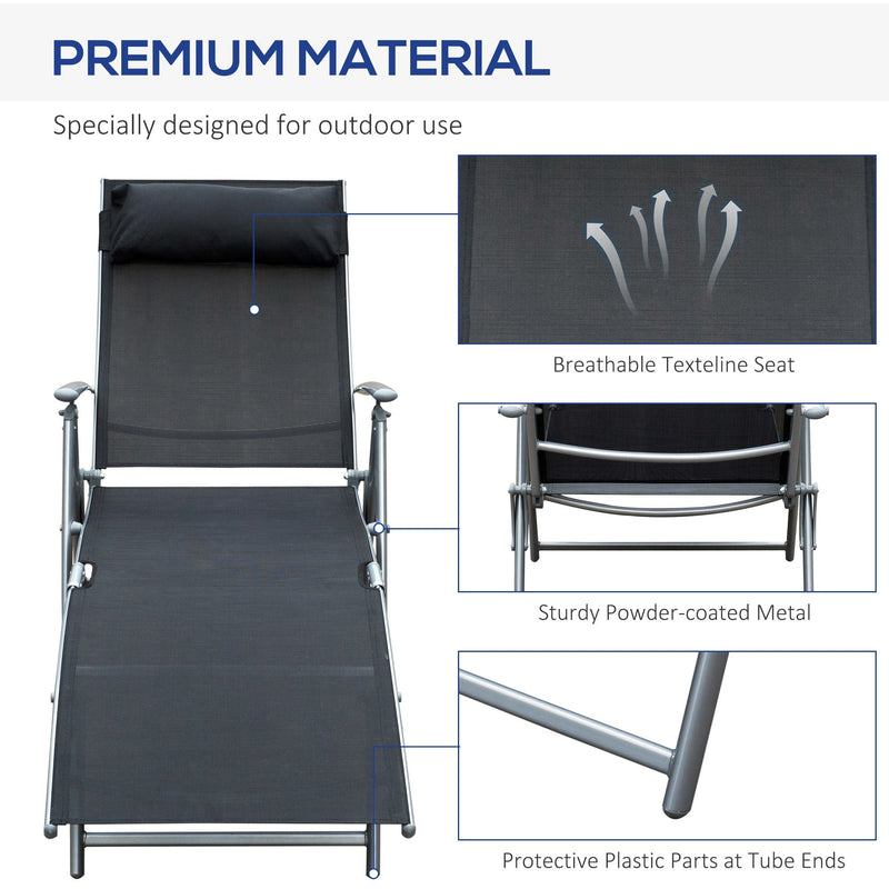 Folding Sun Lounger, Black Outsunny