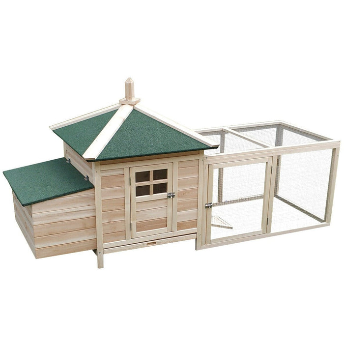 Chicken House With Run, Nesting Box, 196x76x97cm