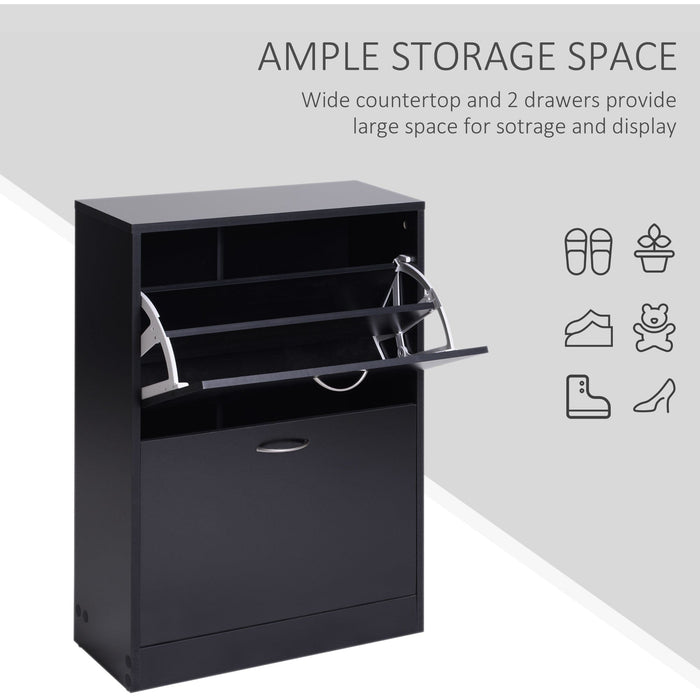 Black Tipping Shoe Cabinet w/ Adjustable Shelf