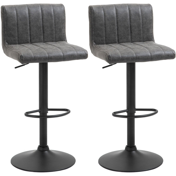 Grey Leather Barstools With Backs Set of 2