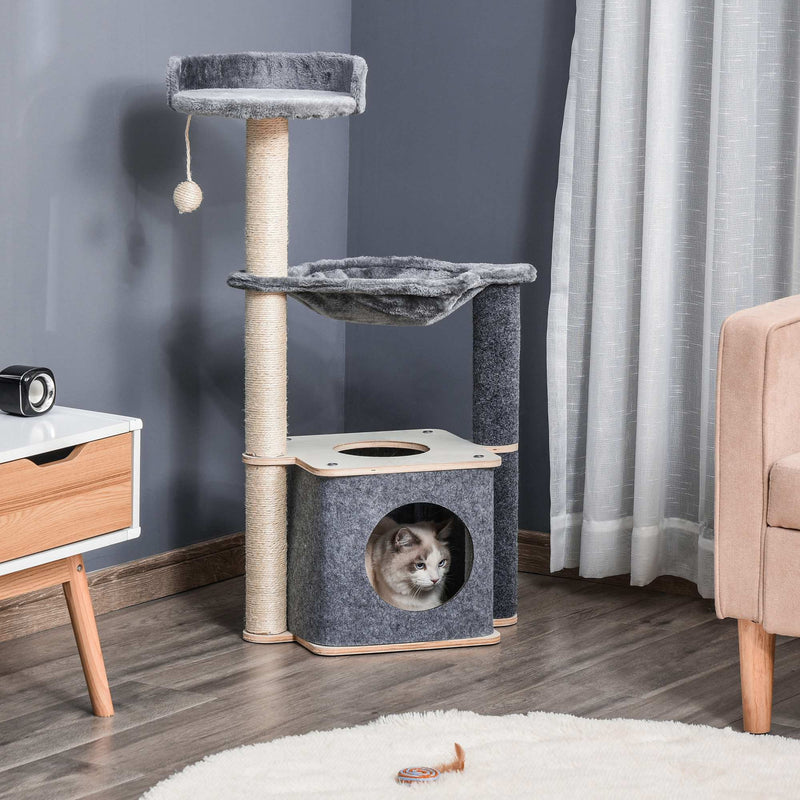 95cm Cat Condo With Hammock, Grey