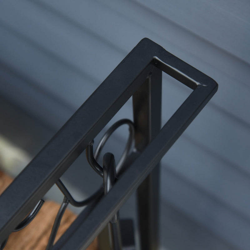 Vintage Steel Firewood Rack, Shovel, Broom, Poker, Tong