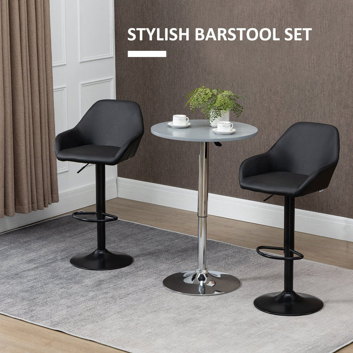 Swivel Barstools Set of 2, PU Leather, Steel Base