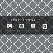 Outsunny Reversible Outdoor Rug with Carry Bag and Ground Stakes, Waterproof Plastic Straw Mat for Backyard, Deck, RV, Picnic, Camping Grey & White Outsunny