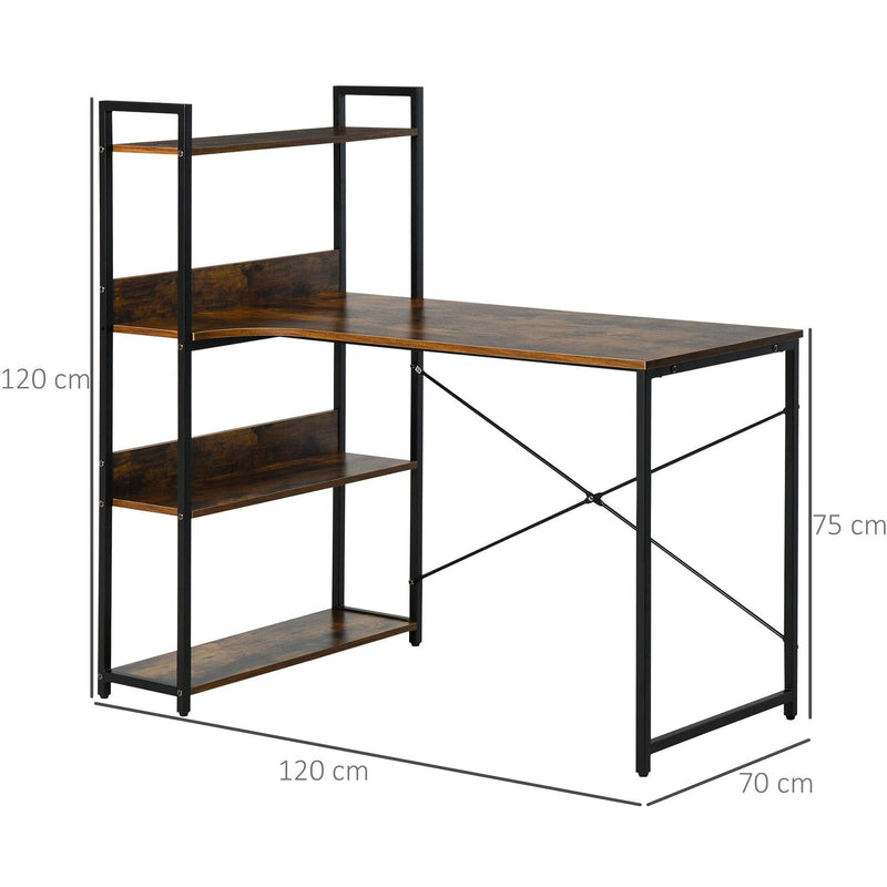 Retro Desk With Shelves, Metal Frame Home Office Workstation