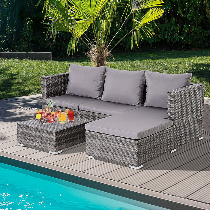 Rattan Corner Garden Sofa Set with Coffee Table