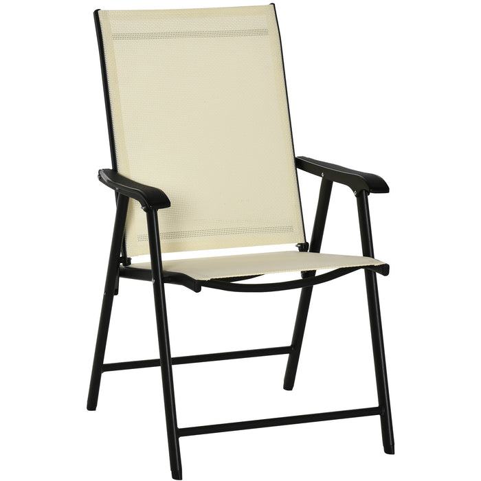 Set of 2 Foldable Garden Chairs, Beige