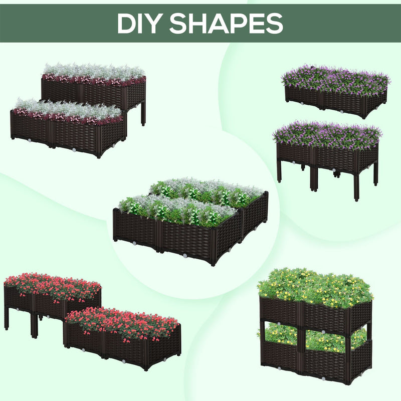 4 Rattan Planters Outdoor