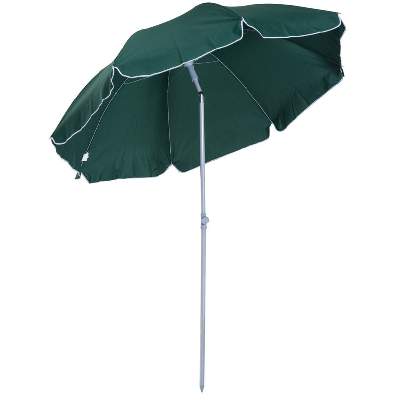 2.2m Beach Umbrella Parasol, Steel - Dark Green